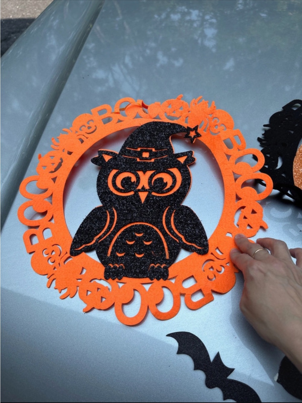Halloween Owl Felt Wall Decor - Orange and Black